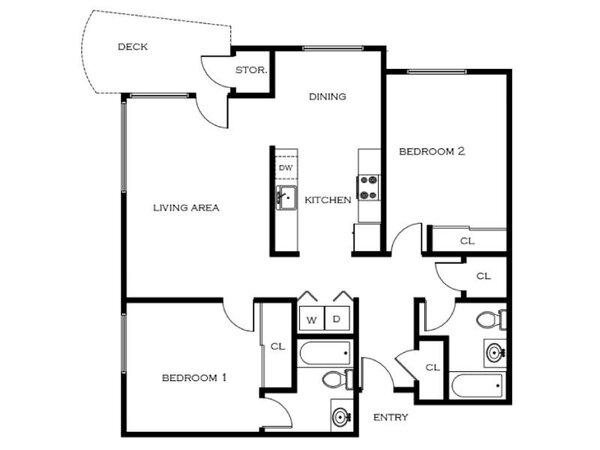 5819 Glisan Apartments Floor Plan b2.2